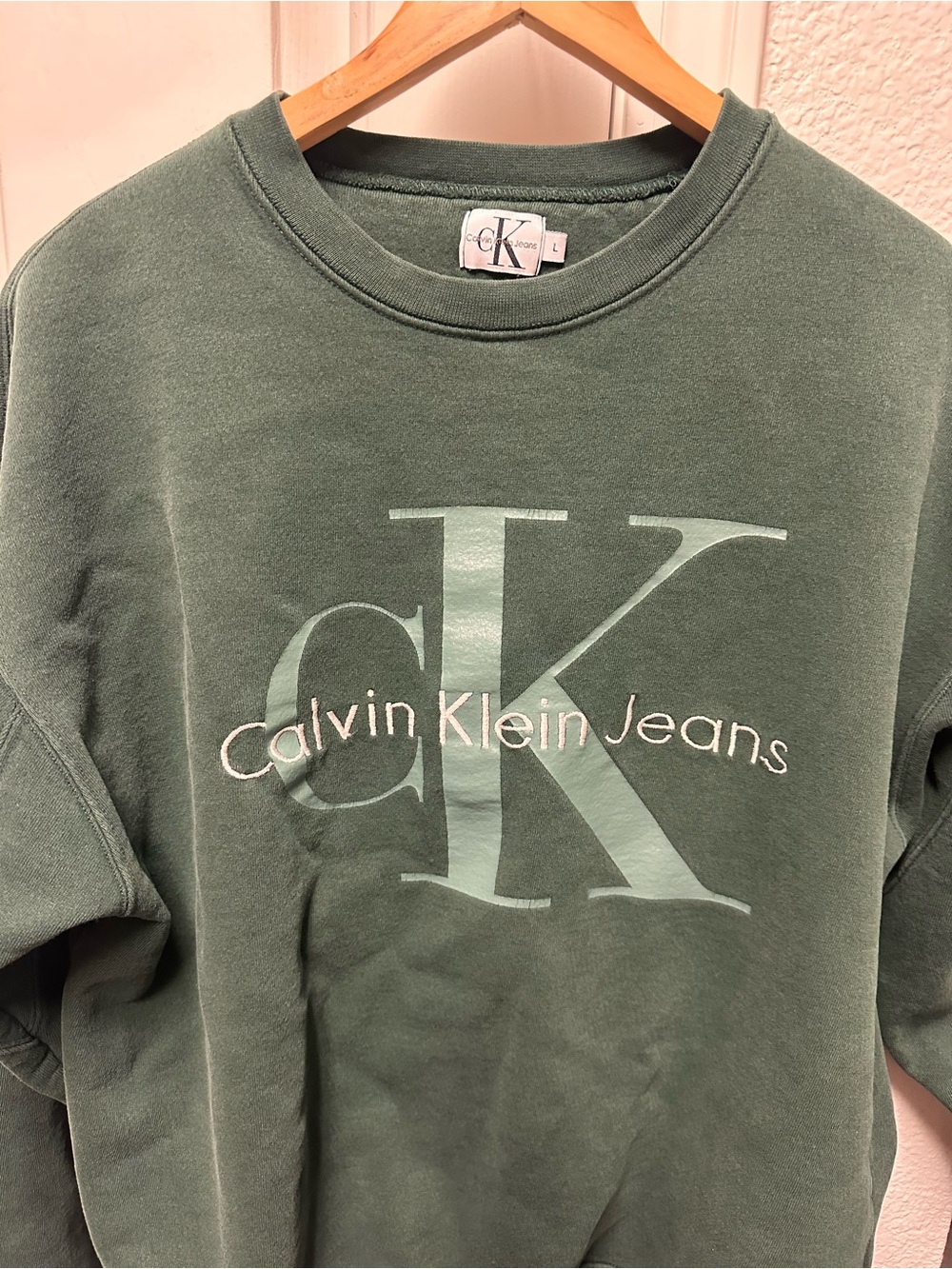 90s Vintage Calvin Klein Jeans Green Logo Crewneck Sweatshirt